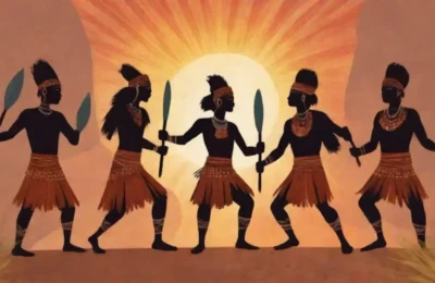 Elementos vibrantes de la cultura ancestral que reflejan unidad y fortaleza