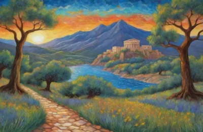 Paisajes griegos antiguos llenos de mitos