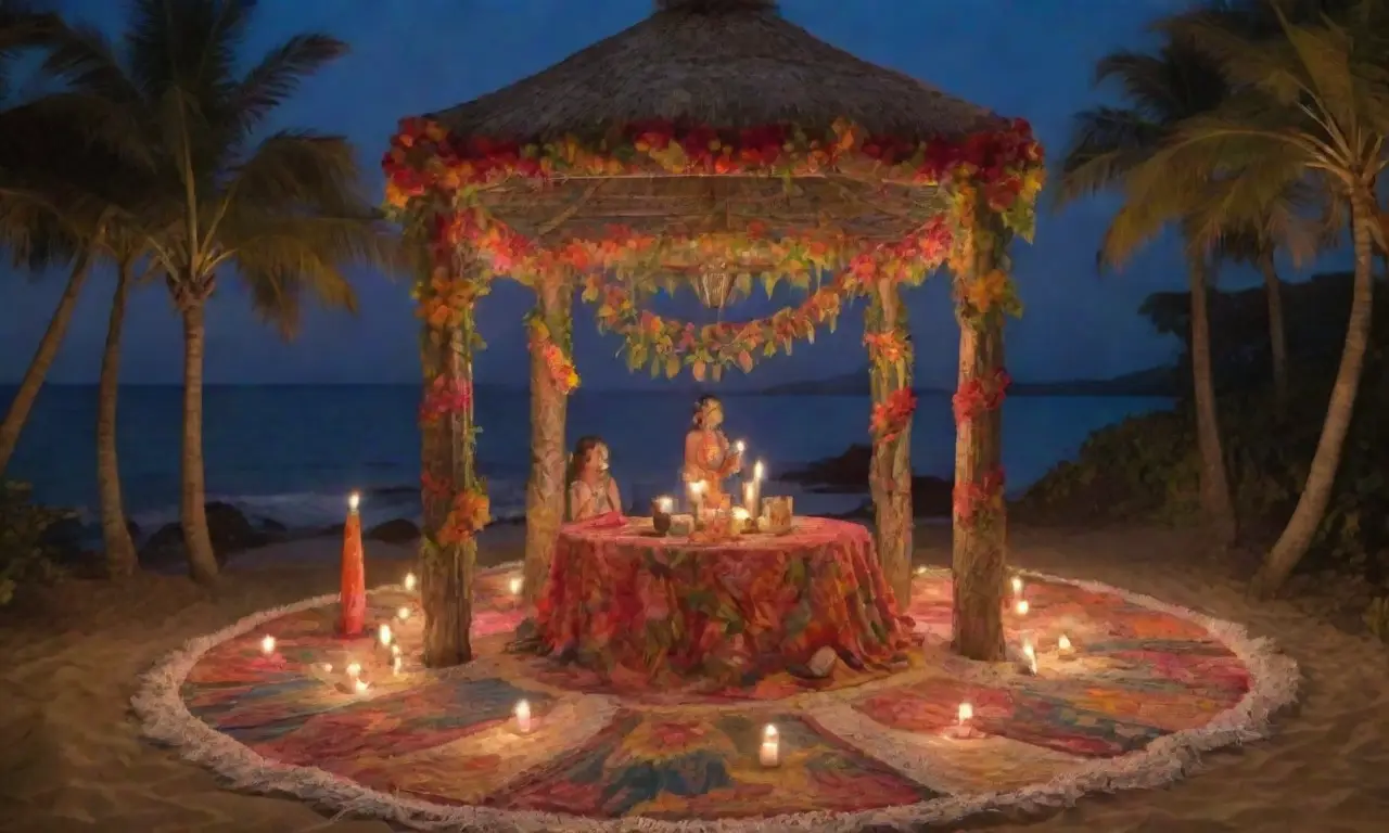 Una celebración vibrante y unida en un entorno tropical lleno de colores, danzas y tradiciones