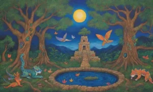 Selva vibrante con animales