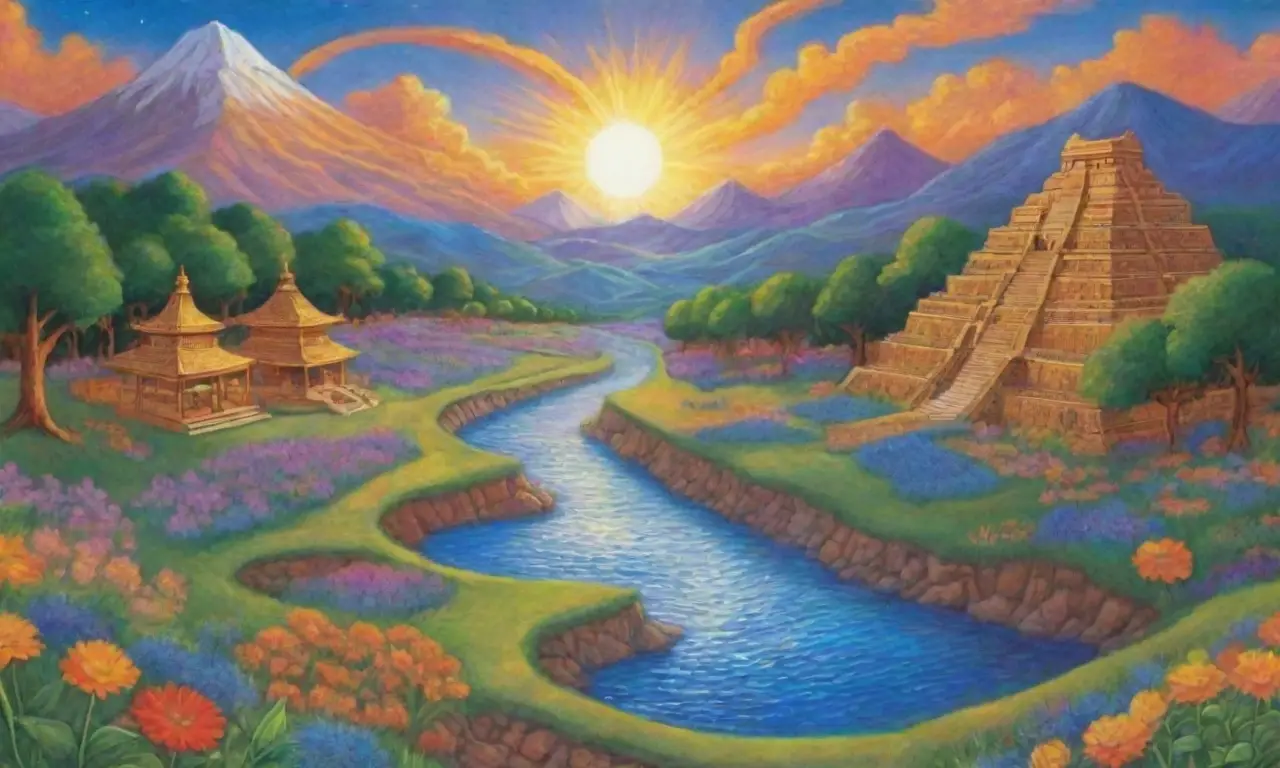 Paisajes sumerios antiguos llenos de dioses