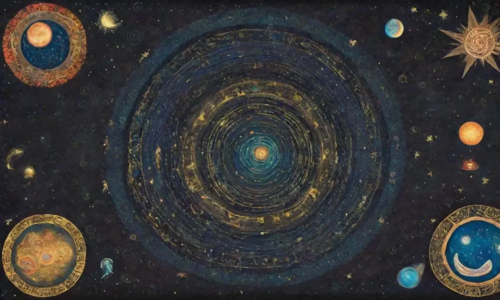 Cuerpos celestiales brillan y mitos cósmicos se despliegan