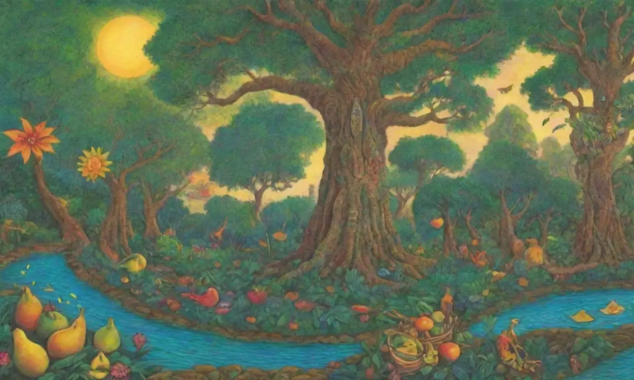 Selva vibrante con fauna y flora, templos sagrados y arte ancestral
