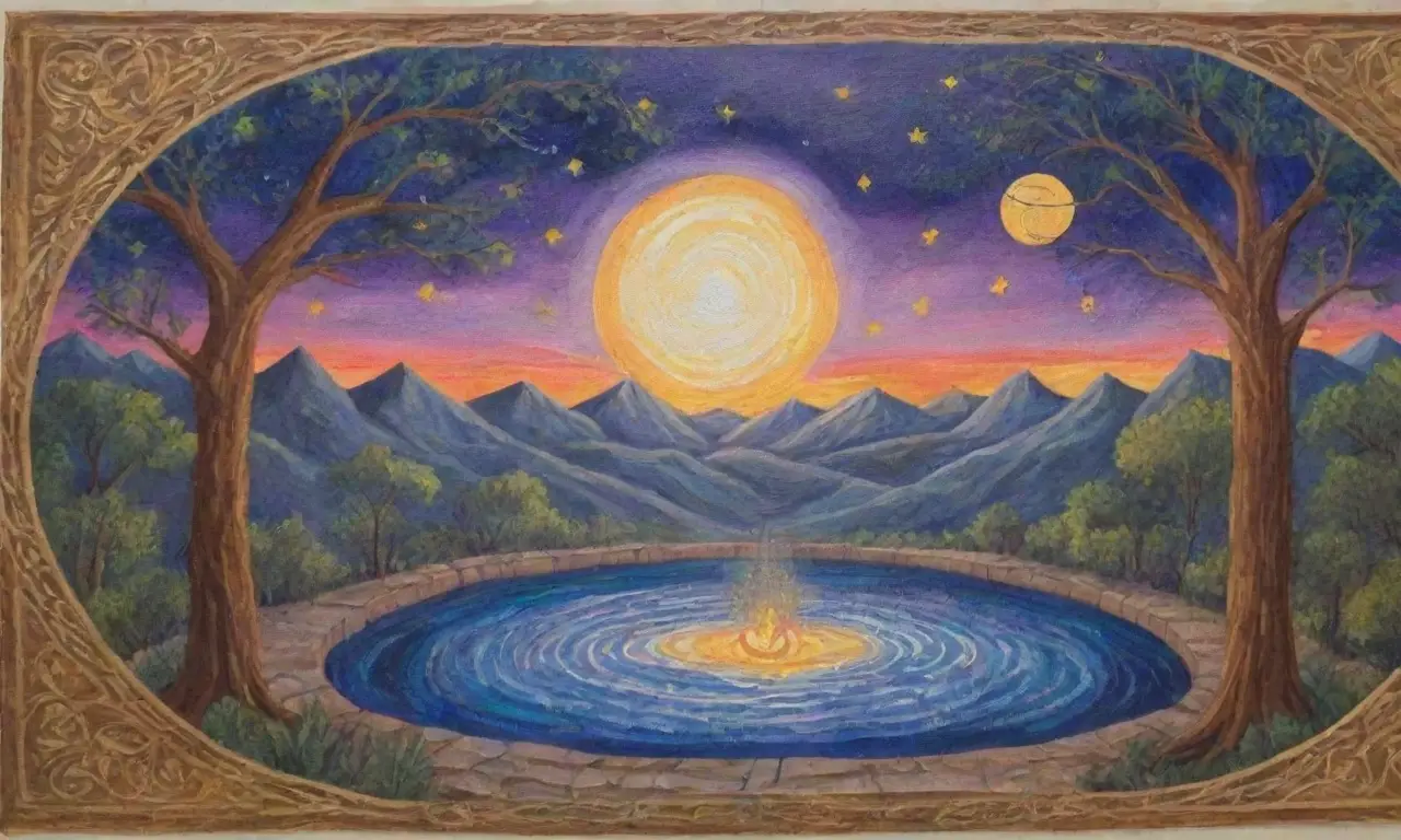 Un paisaje cósmico de luz y sombras simboliza el viaje del alma y las infinitas posibilidades