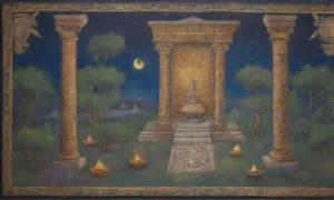 Un paisaje mágico lleno de símbolos antiguos