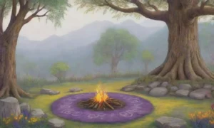 Un bosque místico con un chaman