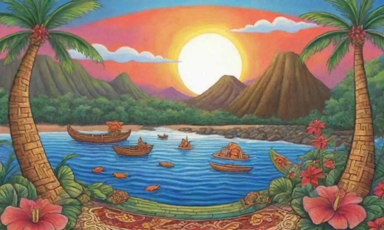 Colores vibrantes, naturaleza exuberante y tradiciones hawaianas en un paisaje mágico