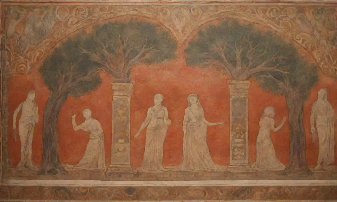 Símbolos etruscos, frescos, ruinas antiguas y mitos entrelazados