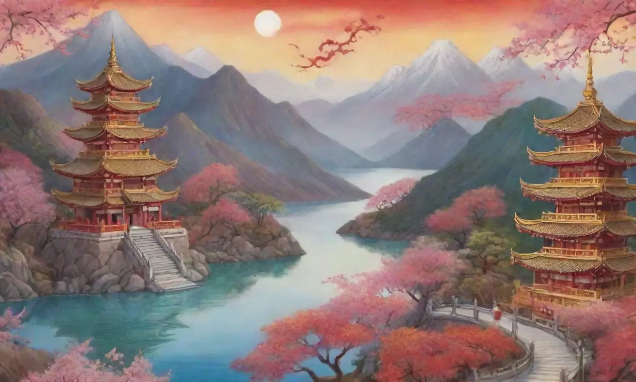 Dragones majestuosos y paisajes serenos se entrelazan en un mundo de mitología y belleza