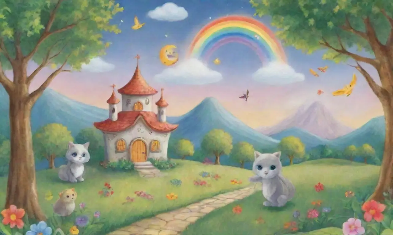 Un paisaje mágico y vibrante lleno de colores