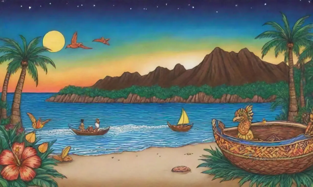 Un paisaje tropical vibrante lleno de colores