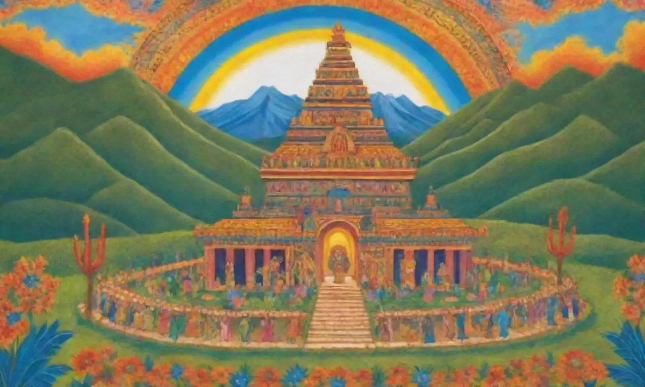 Un paisaje sagrado inca con sol radiante