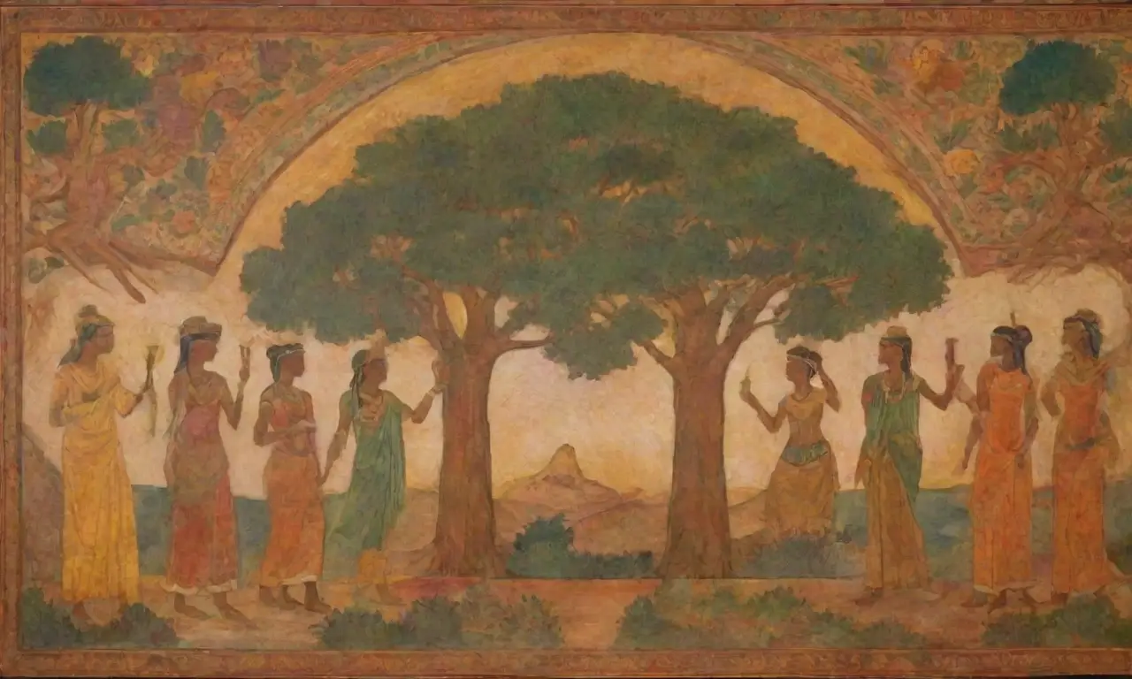 Frescos etruscos vibrantes con criaturas míticas