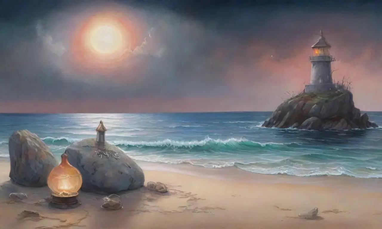 Un paisaje marino mágico y misterioso con luces, sombras y vida