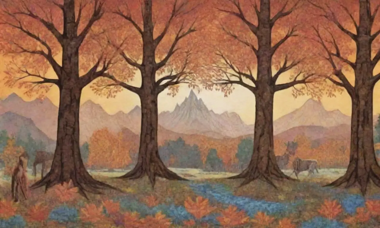 Un bosque vibrante lleno de vida, mitología y naturaleza en armonía