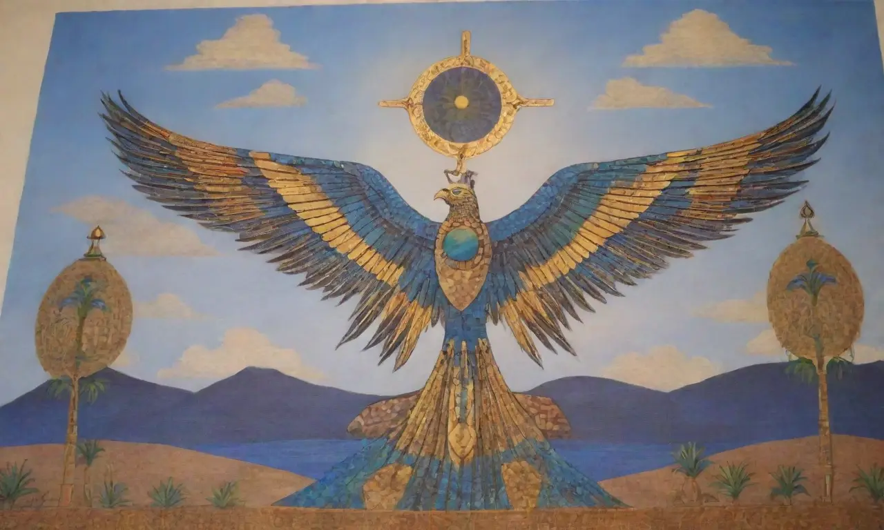 Un mural vibrante con un halcón