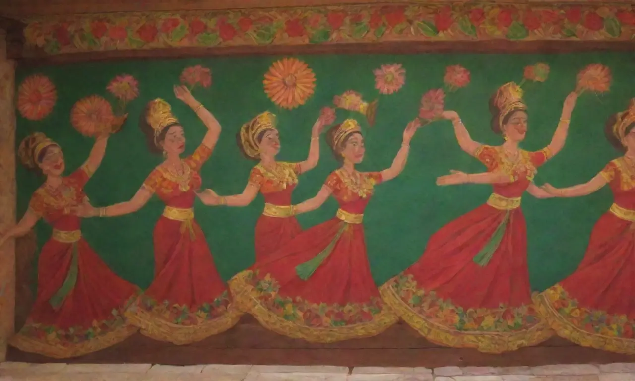 Un mural vibrante con danzantes