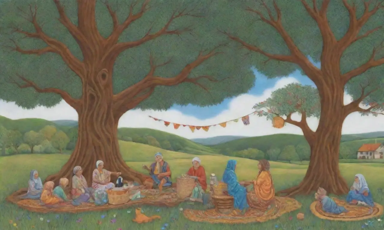 Un mural vibrante que celebra la conexión entre generaciones, la sabiduría compartida y la diversidad cultural