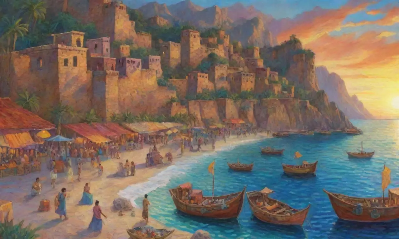 Un vibrante paisaje de vida y antigüedad, con murales, olas y ruinas que susurran historias