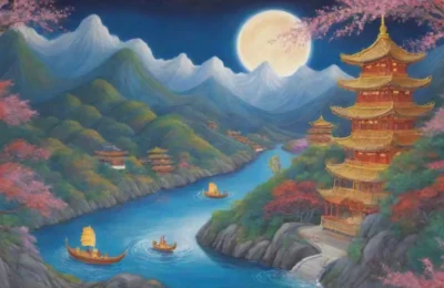 Un mural vibrante con dragones