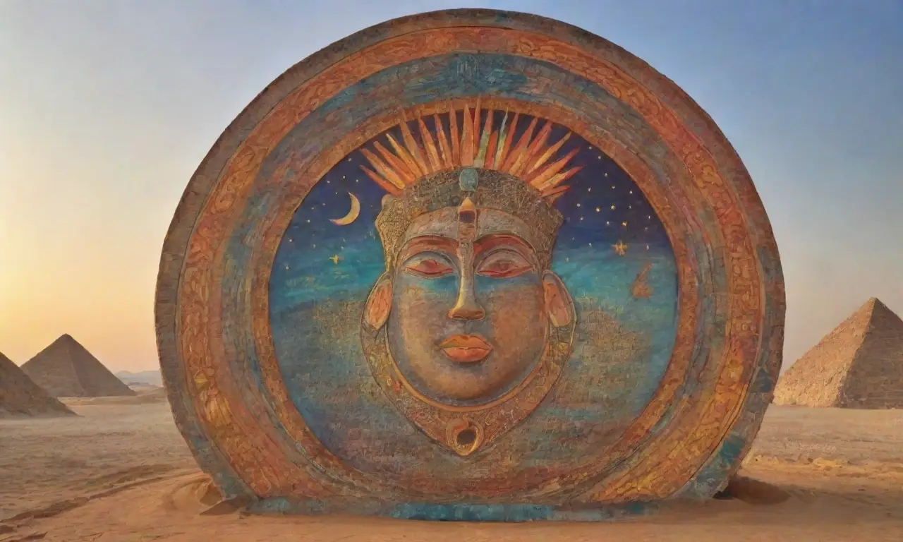 Un paisaje místico del antiguo Egipto con sol