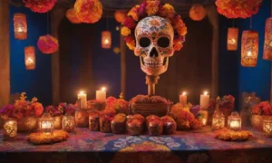 Una celebración vibrante y colorida que honra a los ancestros con ofrendas y tradiciones